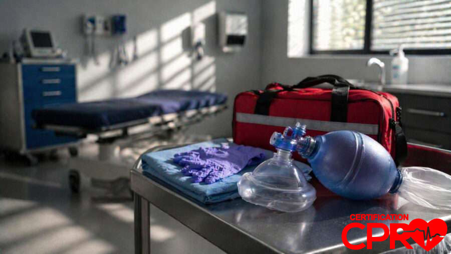 CPR training equipment in a medical classroom setting in Denver.
